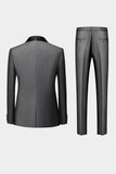 Men's Grey Slim Fit Shawl Lapel 3 Pieces One Button Wedding Suits