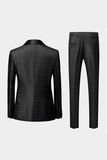 Men's White Slim Fit Shawl Lapel Jacquard 3 Pieces Wedding Suits