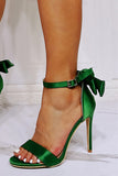 High-Heeled Ankle Sandals Decorated With Butterfly-Knot