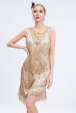 Black Sleeveless Sequins Fringes Flapper Gatsby Dress