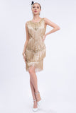 Black Sleeveless Sequins Fringes Flapper Gatsby Dress