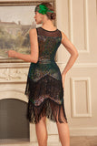 Sparkly Blush Sleeveless Sequined Fringed Gatsby Dress