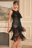 Sparkly Blush Sleeveless Sequined Fringed Gatsby Dress