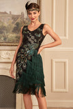 Sparkly Black Sequins Sequined Fringed Gatsby Dress