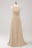 Dark Green A Line Backless Long Bridesmaid Dress with Sleeveless