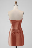 Fuchsia Bodycon Sweetheart Pleated Corset Short Homecoming Dress