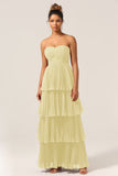 Black A-Line Sweetheart Tiered Chiffon Floor Length Wedding Party Dress