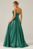 Dusty Sage A-Line Cowl Neck Spaghetti Straps Bridesmaid Dress With Sequins