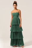 A-Line Strapless Tiered Pleated Bridesmaid Dress [US WAREHOUSE]- Random Color