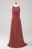 Dark Green A Line Backless Long Bridesmaid Dress with Sleeveless