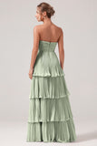 A-Line Sweetheart Tiered Floor Length Chiffon Lilac Bridesmaid Dress