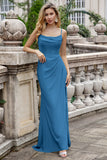 Black Sheath Spaghetti Straps Chiffon Floor Length Bridesmaid Dress