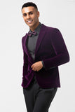 Men's Dark Purple Peak Lapel One Button 2 Piece Wedding Suits