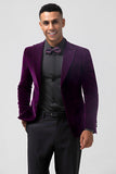 Men's Dark Purple Peak Lapel One Button 2 Piece Wedding Suits