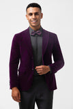 Men's Dark Purple Peak Lapel One Button 2 Piece Wedding Suits