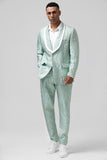 Men's Mint Shawl Lapel Jacquard One Button 2 Piece Prom Suits