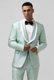 Men's Mint Shawl Lapel Jacquard One Button 2 Piece Prom Suits