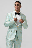 Men's Mint Shawl Lapel Jacquard One Button 2 Piece Prom Suits