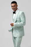 Men's Mint Shawl Lapel Jacquard One Button 2 Piece Prom Suits