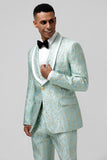 Men's Mint Shawl Lapel Jacquard One Button 2 Piece Prom Suits