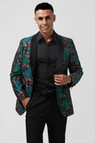 Men's Green Shawl Lapel One Button Jacquard Prom Blazer