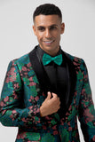 Men's Green Shawl Lapel One Button Jacquard Prom Blazer