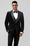 Men's Black Shawl Lapel One Button 3 Piece Wedding Suits