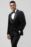 Men's Black Shawl Lapel One Button 3 Piece Wedding Suits