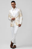 Men's Champagne Peak Lapel One Button Jacquard 2 Piece Prom Suits