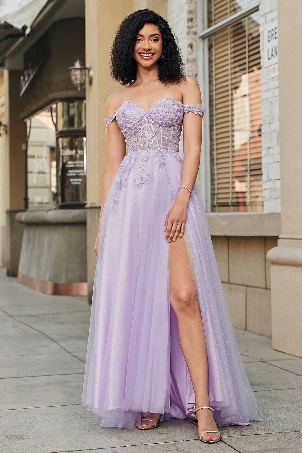 Wedtrend Women Purple Prom Dress Corset A-Line Off The Shoulder