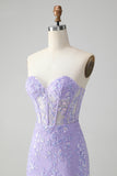 Classy Lilac Bodycon Sweetheart Corset Short Homecoming Dress with Sequins