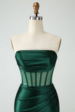 Dark Green Bodycon Strapless Corset Short Homecoming Dress