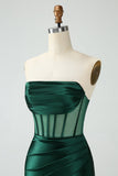 Dark Green Bodycon Strapless Corset Short Homecoming Dress
