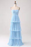 Rust A-Line Sweetheart Tiered Floor Length Chiffon Bridesmaid Dress