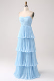 Rust A-Line Sweetheart Tiered Floor Length Chiffon Bridesmaid Dress