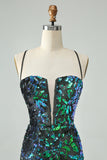 Pretty Green Black Bodycon Sparkly Sequin Short Homecoming Dress