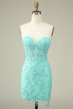 Bodycon Light Green Sweetheart Corset Short Homecoming Dress with Appliques
