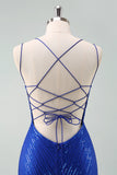 Glitter Royal Blue Homecoming Dress with Sequins Butterflies