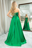 Princess Dark Green A Line Sweetheart Mirror Long Prom Dress