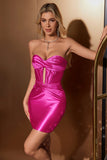 Fuchsia Sweetheart Pleated Corset Short Tight Homecoming Dress