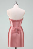 Fuchsia Sweetheart Pleated Corset Short Tight Homecoming Dress