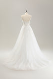 Princess White A-Line Off The Shoulder Corset Wedding Dress with Appliques Lace