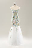 Mermaid Sweetheart Corset Long Wedding Dress with Embroidery