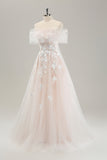 Princess Off The Shoulder Corset Long Wedding Dress with Appliques Lace