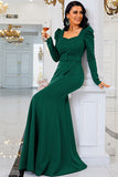 Dark Green Mermaid Mother of the Bride Dress with Long Sleeves