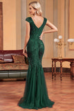 Sparkly Dark Green Mermaid Long Prom Dress