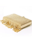 Luxury Rhinestone Tassel Golden Evening Party Clutch Bag