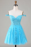 Stylish A Line Spaghetti Straps Mint Short Homecoming Dress with Appliques