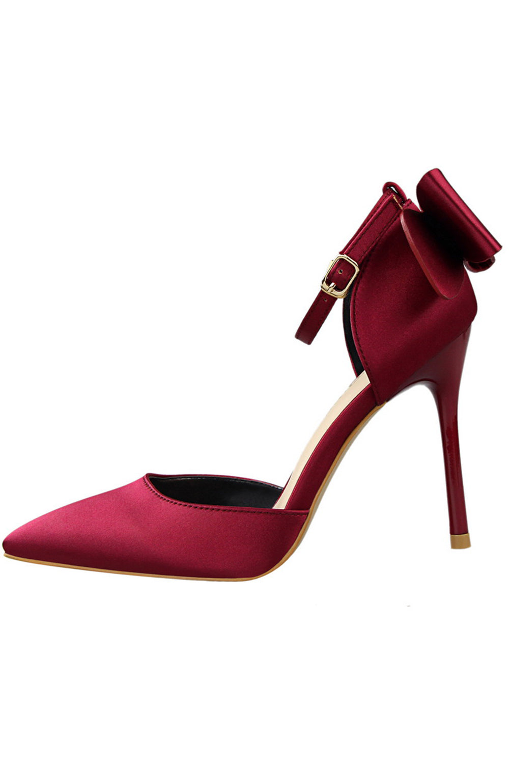 Burgundy Big Bow Sandals Heels Velvet Peep Toe Effortless Dress Shoes |  Up2Step