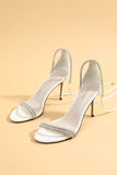 White Beaded Ankle Straps Wedding Sandals Shoes